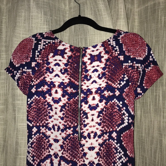 Pink & Navy Snake Print Mini Dress - Picture 3 of 3